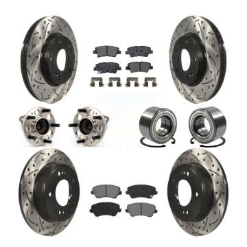 Front Rear Hub Bearing Coated Brake Rotor Pads Kit (10Pc) For Hyundai Veloster Elantra GT KBB-115153