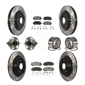 Front Rear Hub Bearing Coated Disc Brake Rotor Pad Kit (10Pc) For 2015-2020 Acura TLX FWD KBB-115158