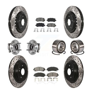 Front Rear Hub Bearing Coated Disc Brake Rotor Pad Kit (10Pc) For 2015-2020 Acura TLX AWD KBB-115159