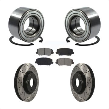 Front Wheel Bearing Drill Slot Brake Rotor Pads Kit For Kia Forte Forte5 Hyundai Veloster KBB-115162