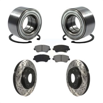 Front Wheel Bearing Drill Slot Brake Rotor Pads Kit For Kia Forte Hyundai Elantra GT Koup KBB-115164