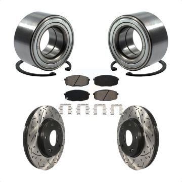 Front Wheel Bearing Coated Drilled Slotted Brake Rotor And Pad Kit For 2014-2016 Kia Soul KBB-115166