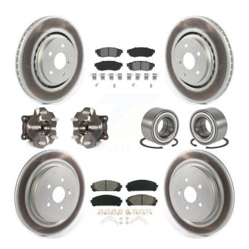 Front Rear Hub Bearing Coated Disc Brake Rotor & Pads Kit (10Pc) For 2016 Lexus RX350 AWD KBB-115170