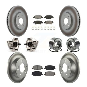 Front Rear Hub Bearings Coated Disc Brake Rotors And Pads Kit (10Pc) For Kia Forte Forte5 KBB-115173