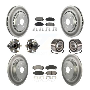 Front Rear Hub Bearing Coated Disc Brake Rotor Pad Kit (10Pc) For 2015-2020 Acura TLX FWD KBB-115182