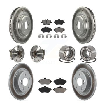 Front Rear Hub Bearing Coat Brake Rotor Pads Kit (10Pc) For 2019 Mercedes-Benz CLA250 FWD KBB-115184