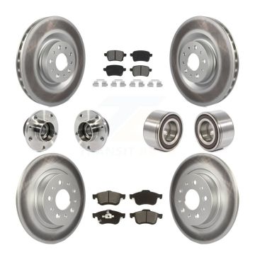 Front Rear Hub Bearing Coated Disc Brake Rotor And Pad Kit (10Pc) For 2014-2018 Fiat 500L KBB-115186