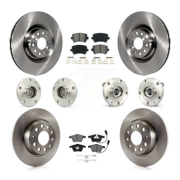 Front Rear Hub Bearing Assembly Disc Brake Rotor And Pad Kit (10Pc) For Volkswagen Passat KBB-115216