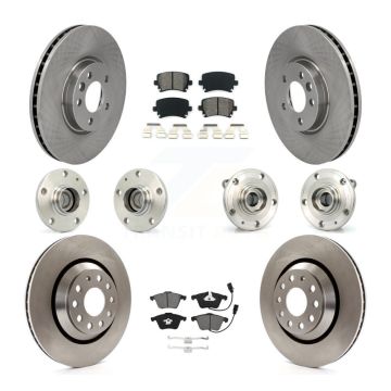 Front Rear Hub Bearings Assembly Disc Brake Rotors And Pads Kit (10Pc) For Volkswagen CC KBB-115217
