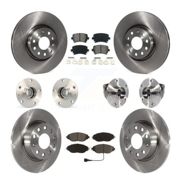Front Rear Hub Bearings Assembly Disc Brake Rotors And Pads Kit (10Pc) For Volkswagen GTI KBB-115218