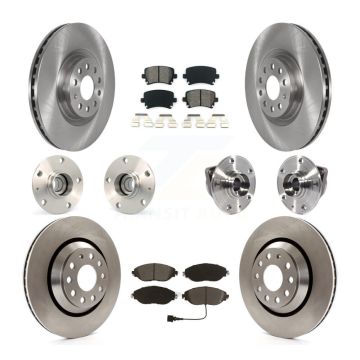 Front Rear Hub Bearings Assembly Disc Brake Rotors And Pads Kit (10Pc) For Volkswagen GTI KBB-115219