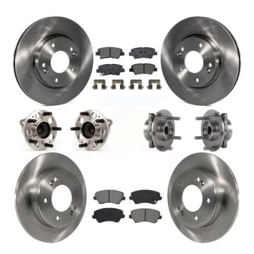 Front Rear Hub Bearings Disc Brake Rotors And Pads Kit (10Pc) For 2017 Hyundai Elantra GT KBB-115225