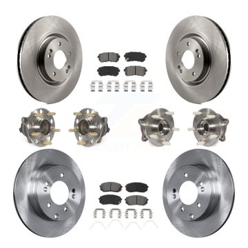 Front Rear Hub Bearing Disc Brake Rotors And Semi-Metallic Pads Kit (10Pc) For Kia Optima KBB-115226