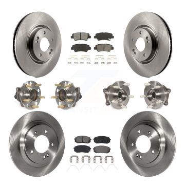 Front Rear Hub Bearing Disc Brake Rotor Pad Kit (10Pc) For 2016 Hyundai Sonata GAS engine KBB-115227