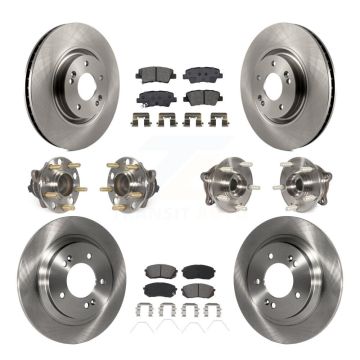 Front Rear Hub Bearing Disc Brake Rotors And Semi-Metallic Pads Kit (10Pc) For Kia Optima KBB-115228