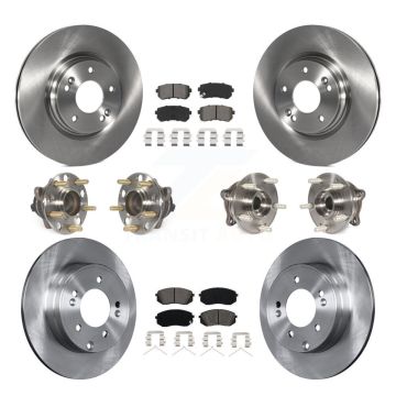 Front Rear Hub Bearing Disc Brake Rotors And Semi-Metallic Pads Kit (10Pc) For Kia Optima KBB-115229