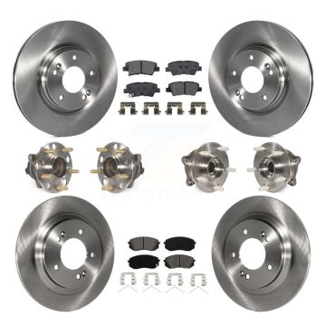 Front Rear Hub Bearing Disc Brake Rotors And Semi-Metallic Pads Kit (10Pc) For Kia Optima KBB-115230