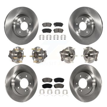 Front Rear Hub Bearing Disc Brake Rotors And Semi-Metallic Pads Kit (10Pc) For Kia Optima KBB-115231