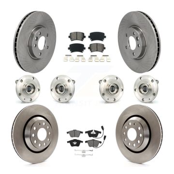 Front Rear Hub Bearings Assembly Disc Brake Rotors And Pads Kit (10Pc) For Volkswagen CC KBB-115235