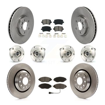 Front Rear Hub Bearing Assembly Disc Brake Rotor And Pad Kit (10Pc) For Volkswagen CC AWD KBB-115236
