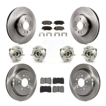 Front Rear Hub Bearing Disc Brake Rotor And Pad Kit (10Pc) For 2013-2015 Cadillac ATS AWD KBB-115241