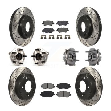 Front Rear Hub Bearing Coated Disc Brake Rotor Pad Kit (10Pc) For 2017 Hyundai Elantra GT KBB-115248