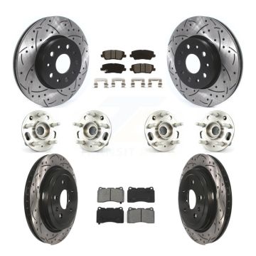 Front Rear Hub Bearings Coated Disc Brake Rotors And Pads Kit (10Pc) For Cadillac CTS KBB-115251