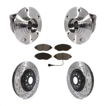 Front Hub Bearing Drill Slot Brake Rotor Pads Kit For Volkswagen Tiguan Jetta Audi Q3 GTI KBB-115258