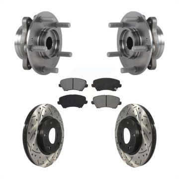 Front Hub Bearing Assembly Drill Slot Brake Rotor Pad Kit For Hyundai Veloster Elantra GT KBB-115261