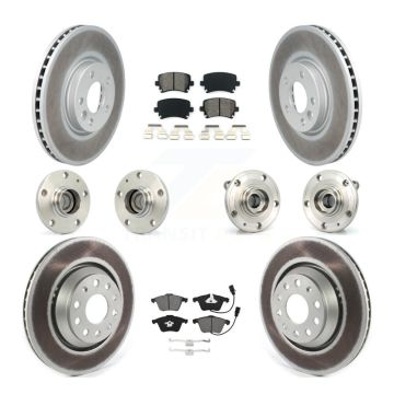Front Rear Hub Bearings Coated Disc Brake Rotors And Pads Kit (10Pc) For Volkswagen CC KBB-115263