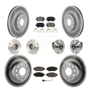 Front Rear Hub Bearings Coated Disc Brake Rotors And Pads Kit (10Pc) For Volkswagen GTI KBB-115264