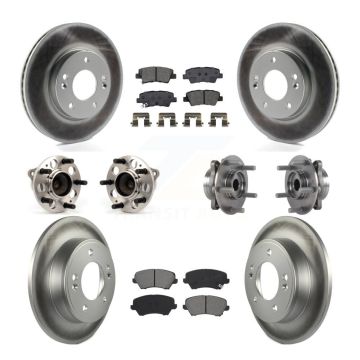 Front Rear Hub Bearing Coated Disc Brake Rotor Pad Kit (10Pc) For 2017 Hyundai Elantra GT KBB-115271