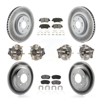 Front Rear Hub Bearing Coat Brake Rotor Pad Kit (10Pc) For 2016 Hyundai Sonata GAS engine KBB-115273