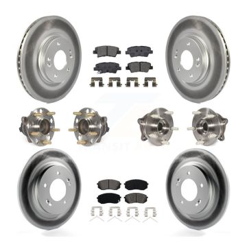Front Rear Hub Bearing Assembly Coated Disc Brake Rotor And Pad Kit (10Pc) For Kia Optima KBB-115276