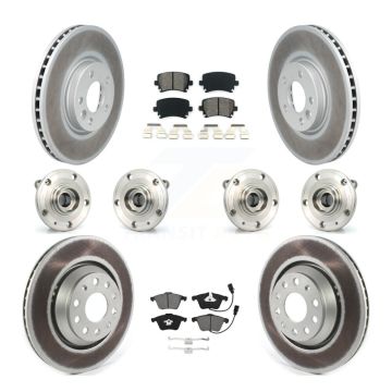 Front Rear Hub Bearings Coated Disc Brake Rotors And Pads Kit (10Pc) For Volkswagen CC KBB-115280