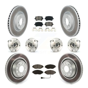 Front Rear Hub Bearing Coated Disc Brake Rotors And Pads Kit (10Pc) For Volkswagen CC AWD KBB-115281