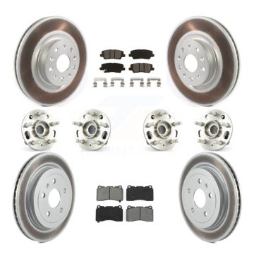 Front Rear Hub Bearings Coated Disc Brake Rotors And Pads Kit (10Pc) For Cadillac CTS KBB-115283
