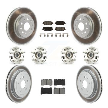 Front Rear Hub Bearings Coated Disc Brake Rotors And Pads Kit (10Pc) For Cadillac CTS KBB-115284