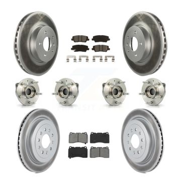 Front Rear Hub Bearing Coated Brake Rotor & Pad Kit (10Pc) For 2013-2015 Cadillac ATS AWD KBB-115286