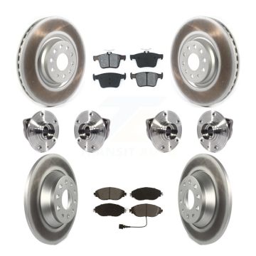 Front Rear Hub Bearing Coated Brake Rotor Pads Kit (10Pc) For 18-22 Volkswagen Tiguan AWD KBB-115287