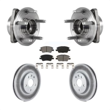 Front Hub Bearing Assembly Coated Brake Rotor & Pads Kit For Chevrolet Cruze Volt Bolt EV KBB-115302