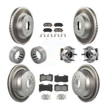 Front Rear Hub Bearing Coated Brake Rotor Pads Shoe Kit (10Pc) For Chevrolet Colorado GMC KBB-115310