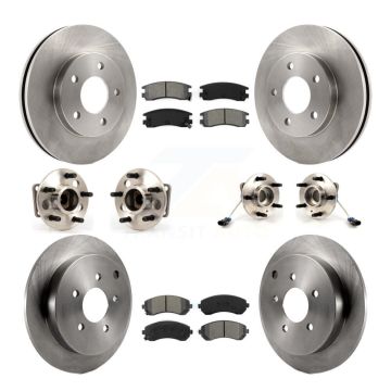 Front Rear Hub Bearings Assembly Disc Brake Rotors And Pads Kit (10Pc) For Pontiac Aztek KBB-115345
