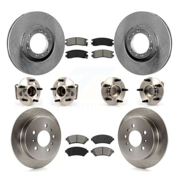 Front Rear Hub Bearing Assembly Disc Brake Rotor And Pad Kit (10Pc) For Chevrolet Venture KBB-115350