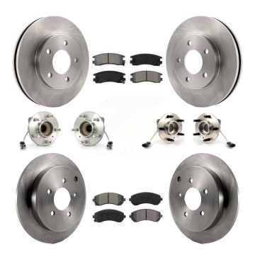 Front Rear Hub Bearing Assembly Disc Brake Rotor And Pads Kit (10Pc) For Buick Rendezvous KBB-115356