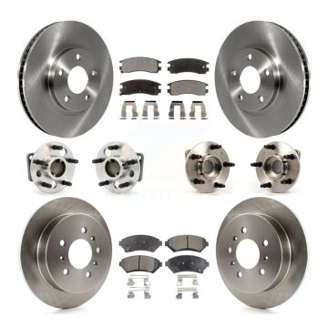 Front Rear Hub Bearing Disc Brake Rotor & Pad Kit (10Pc) For Chevrolet Impala Monte Carlo KBB-115370
