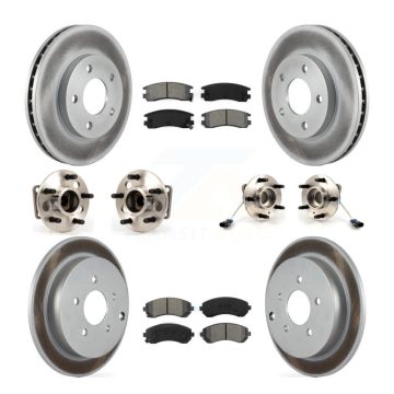 Front Rear Hub Bearings Coated Disc Brake Rotors And Pads Kit (10Pc) For Pontiac Aztek KBB-115378