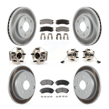 Front Rear Hub Bearings Coated Disc Brake Rotors And Pads Kit (10Pc) For Pontiac Aztek KBB-115392