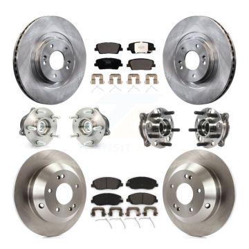 Front Rear Hub Bearings Disc Brake Rotors And Pads Kit (10Pc) For Hyundai Santa Fe XL FWD KBB-115404