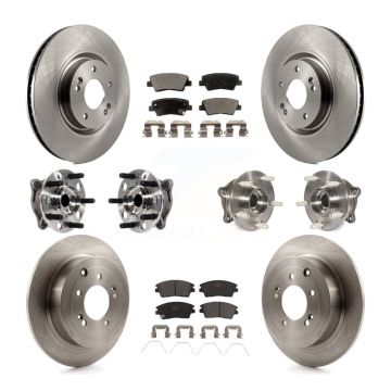Front Rear Hub Bearings Disc Brake Rotors And Ceramic Pads Kit (10Pc) For Kia Sportage KBB-115414